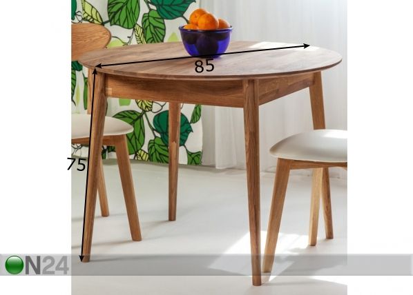 Обеденный стол из массива дуба Scan Ø85 cm размеры