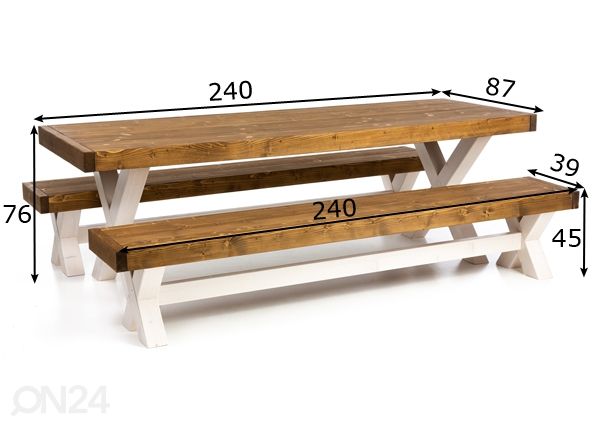 Обеденный стол и 2 скамейки размеры