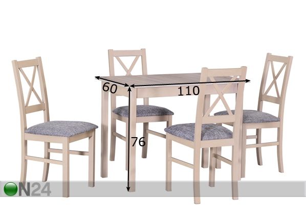 Обеденный стол 110x60 cm размеры