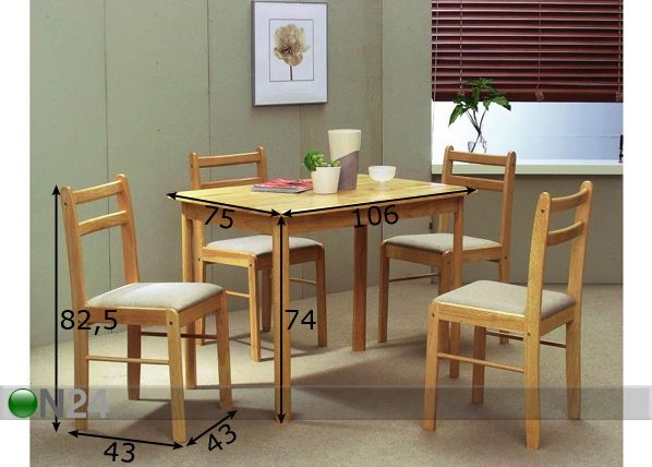 Обеденный стол+4 стула Lotus размеры