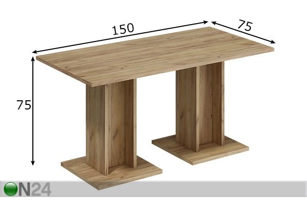 Обеденный стол 75x150 cm размеры
