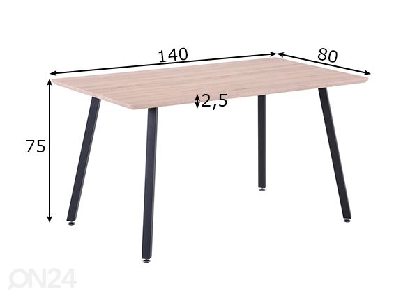 Обеденный стол 80x140 cm размеры