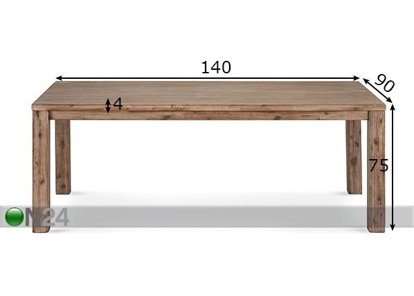 Обеденный стол Alaska 140x90 cm размеры