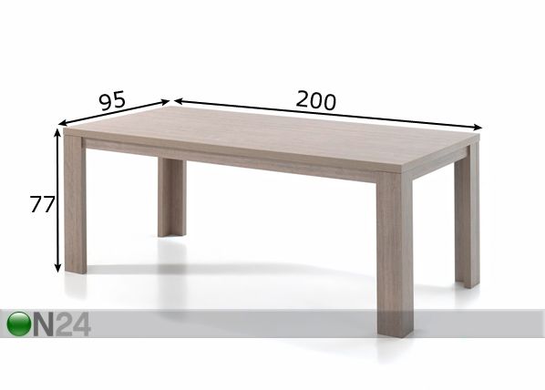 Обеденный стол Aldis 95x200 cm размеры