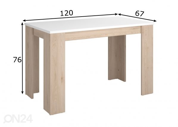 Обеденный стол Alfa 120x67 cm размеры