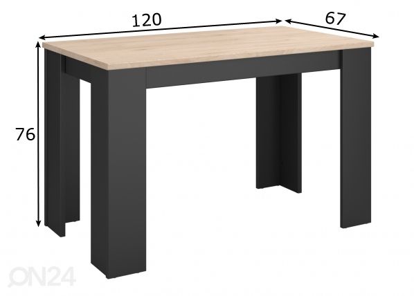 Обеденный стол Alfa 120x67 cm размеры