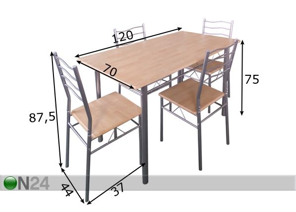 Обеденный стол Baremen + 4 стула размеры