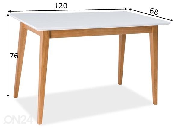 Обеденный стол Braga 68x120 cm размеры