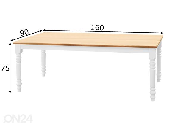 Обеденный стол Cristina 160x90 cm размеры