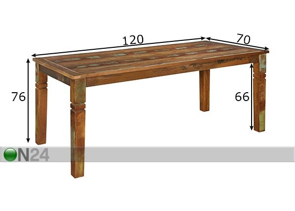 Обеденный стол Delhi 120x70 cm размеры