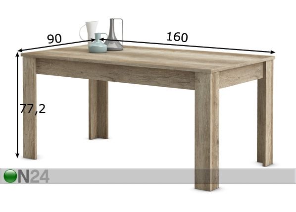 Обеденный стол Duke 90x160 cm, монументальный дуб размеры