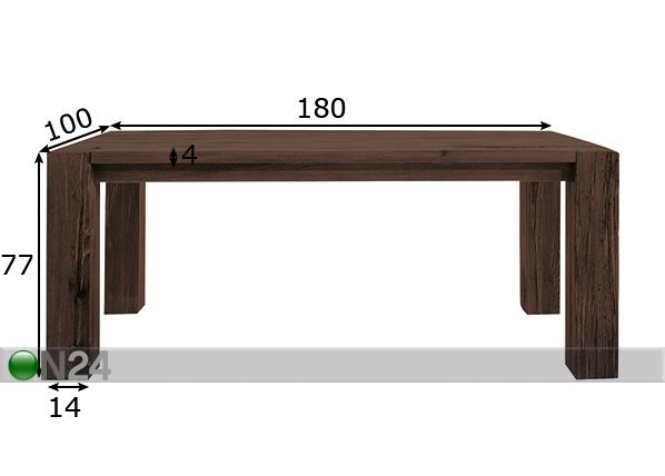 Обеденный стол Fausto 100x180 cm размеры