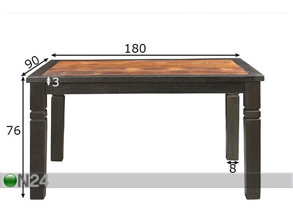 Обеденный стол Fortezza 180x90 cm размеры