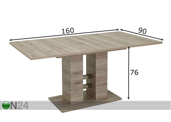 Обеденный стол Helena III 90x160 cm размеры
