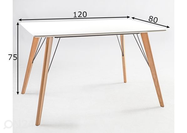 Обеденный стол Helena White 80X120 см размеры