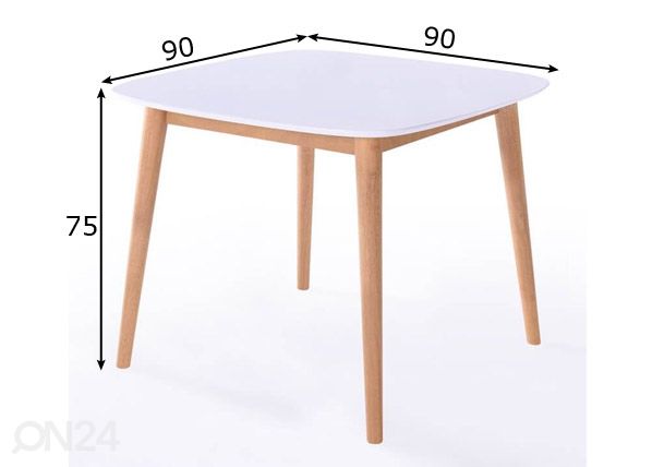 Обеденный стол Inger 90x90 cm размеры