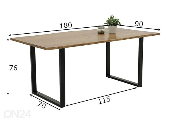 Обеденный стол Jenny I 90x180 cm размеры