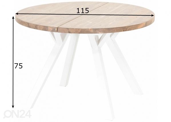 Обеденный стол Lana Ø 115 cm размеры