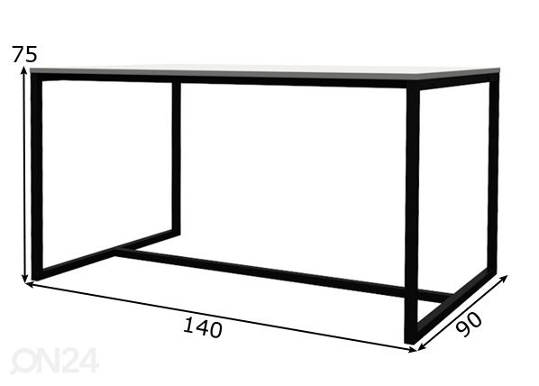 Обеденный стол Lipp 140x90 cm, белый размеры