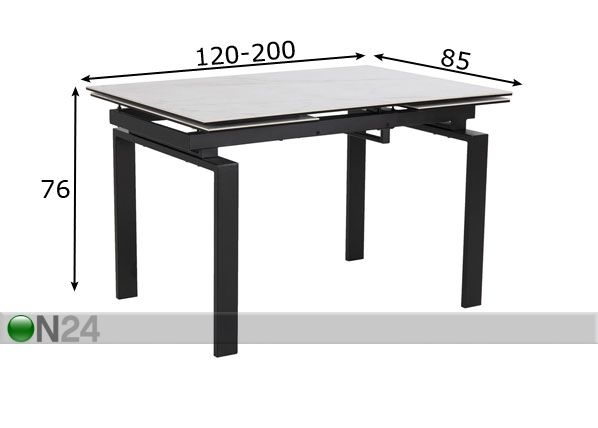 Обеденный стол Long 120-200x85 cm размеры