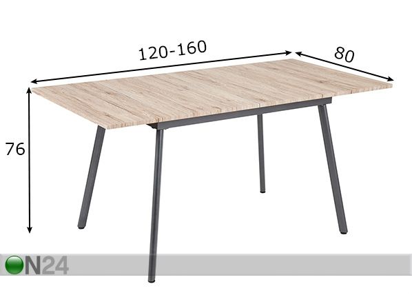 Обеденный стол Maike 80x120-150 cm размеры