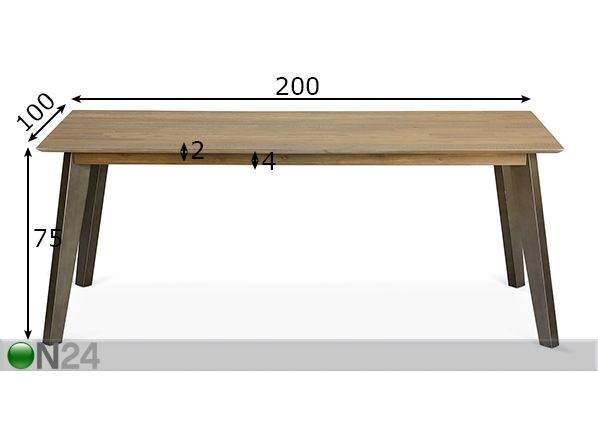 Обеденный стол Malaga 200x100 cm размеры