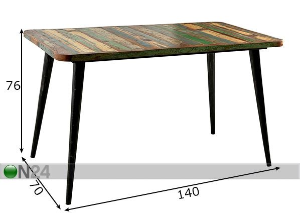 Обеденный стол Miami 140x70 cm размеры