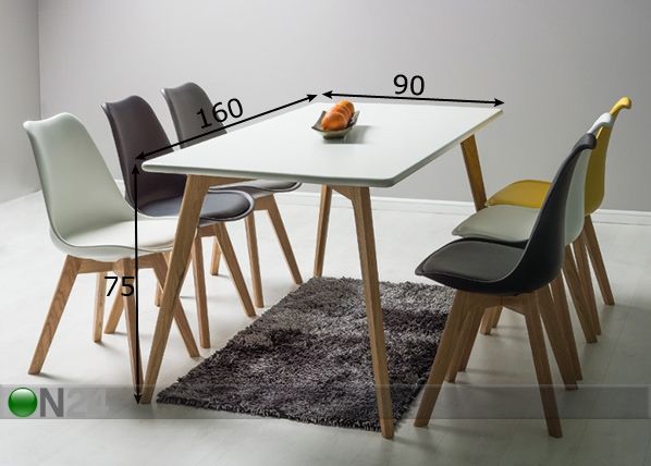 Обеденный стол Milan 90x160 cm размеры