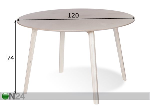 Обеденный стол Milonga Ø 120 cm (морёная берёза) размеры
