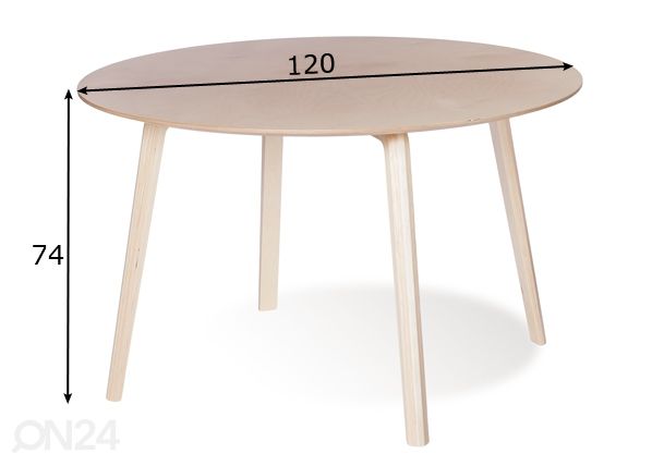 Обеденный стол Milonga Ø 120 cm (натуральная берёза) размеры