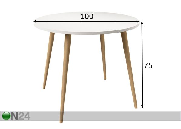 Обеденный стол Norsk Ø 100 cm размеры