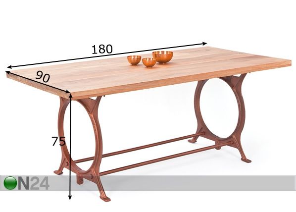 Обеденный стол O-Tone 180x90 cm размеры
