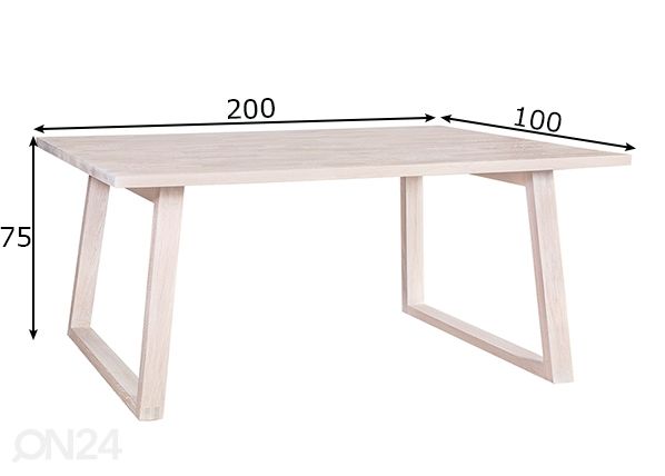 Обеденный стол Oxford 200x100 см размеры