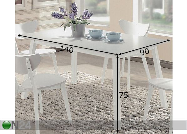 Обеденный стол Renata-S 140x90 cm размеры