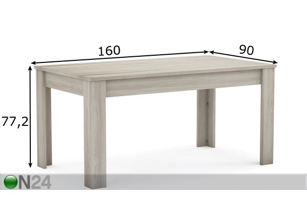 Обеденный стол Santos 160x90 cm размеры