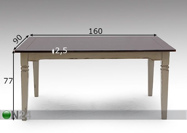 Обеденный стол Spa 160x90 cm размеры