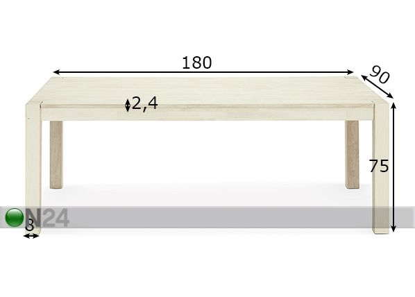 Обеденный стол Texas 180x90 cm размеры
