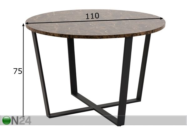 Обеденный стол Utah Ø 110 cm размеры