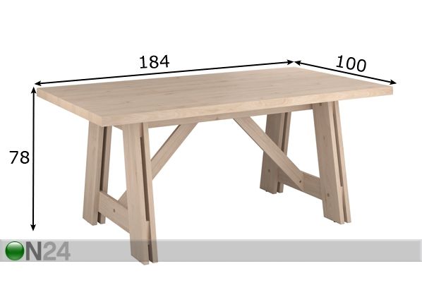 Обеденный стол Vanille 184x100 cm размеры