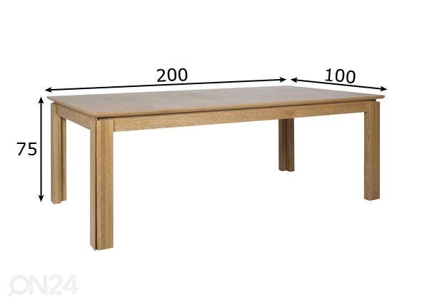 Обеденный стол Ventura 200x100 cm размеры