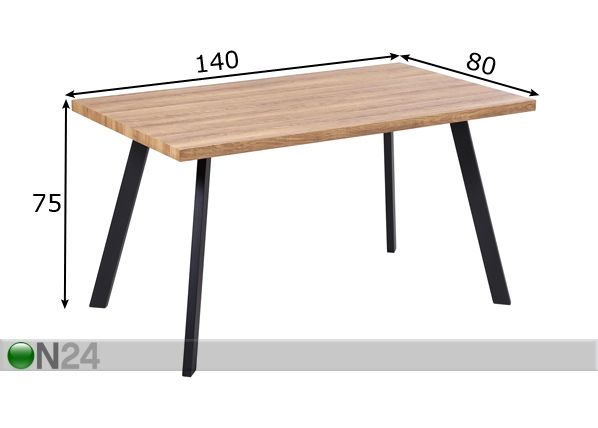 Обеденный стол West 140x80 cm размеры