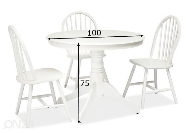 Обеденный стол Windsor Ø 100 cm размеры