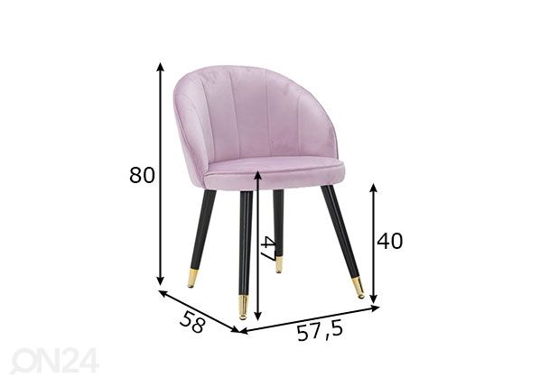 Обеденный стул Glam, розовый/чёрный/золотистый размеры