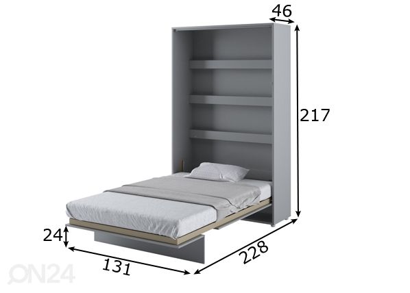 Откидная кровать-шкаф Lenart BED CONCEPT 120x200 cm размеры
