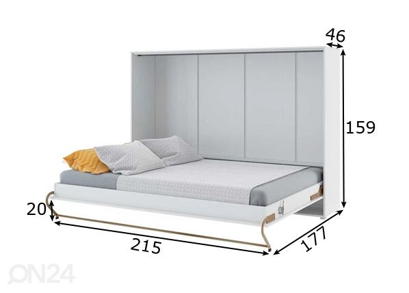 Откидная кровать-шкаф Lenart CONCEPT PRO 140x200 cm размеры