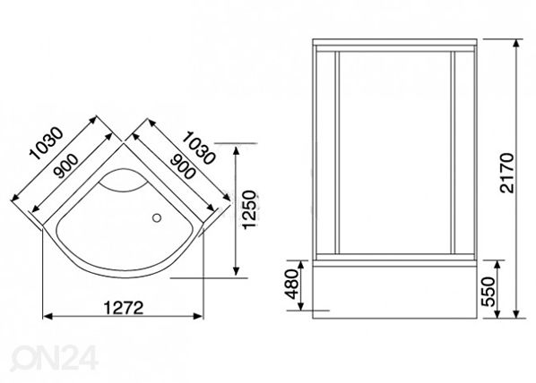 Паровая баня Duschy 103x103 см размеры