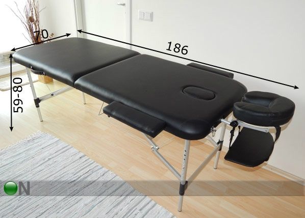 Переносной массажный стол с двумя секциями, чёрный размеры