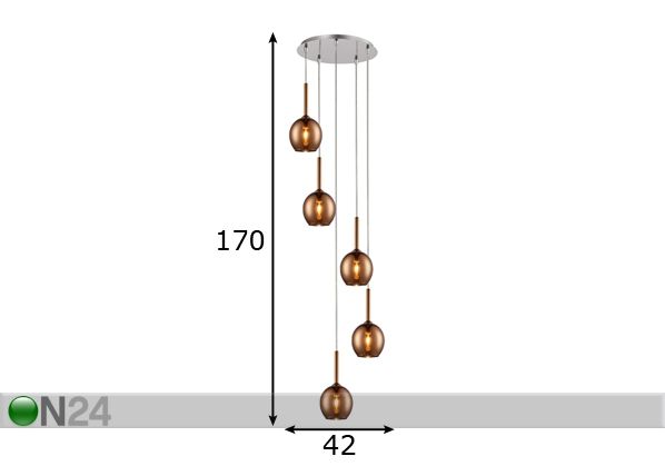 Подвесной светильник Monic Copper 5B размеры