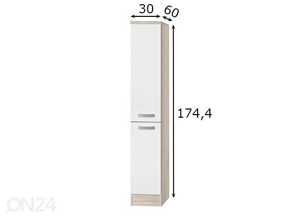 Полувысокий выдвижной кухонный шкаф Genf 30 cm размеры
