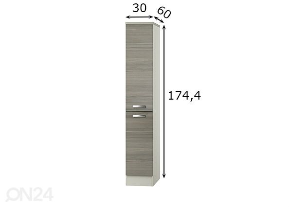 Полувысокий выдвижной кухонный шкаф Vigo 30 cm размеры